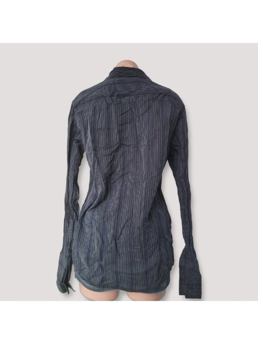 Vintage Calvin Klein Blue Stripe Slim Fit Long Sleeve Shirt S - Picture 3 of 5
